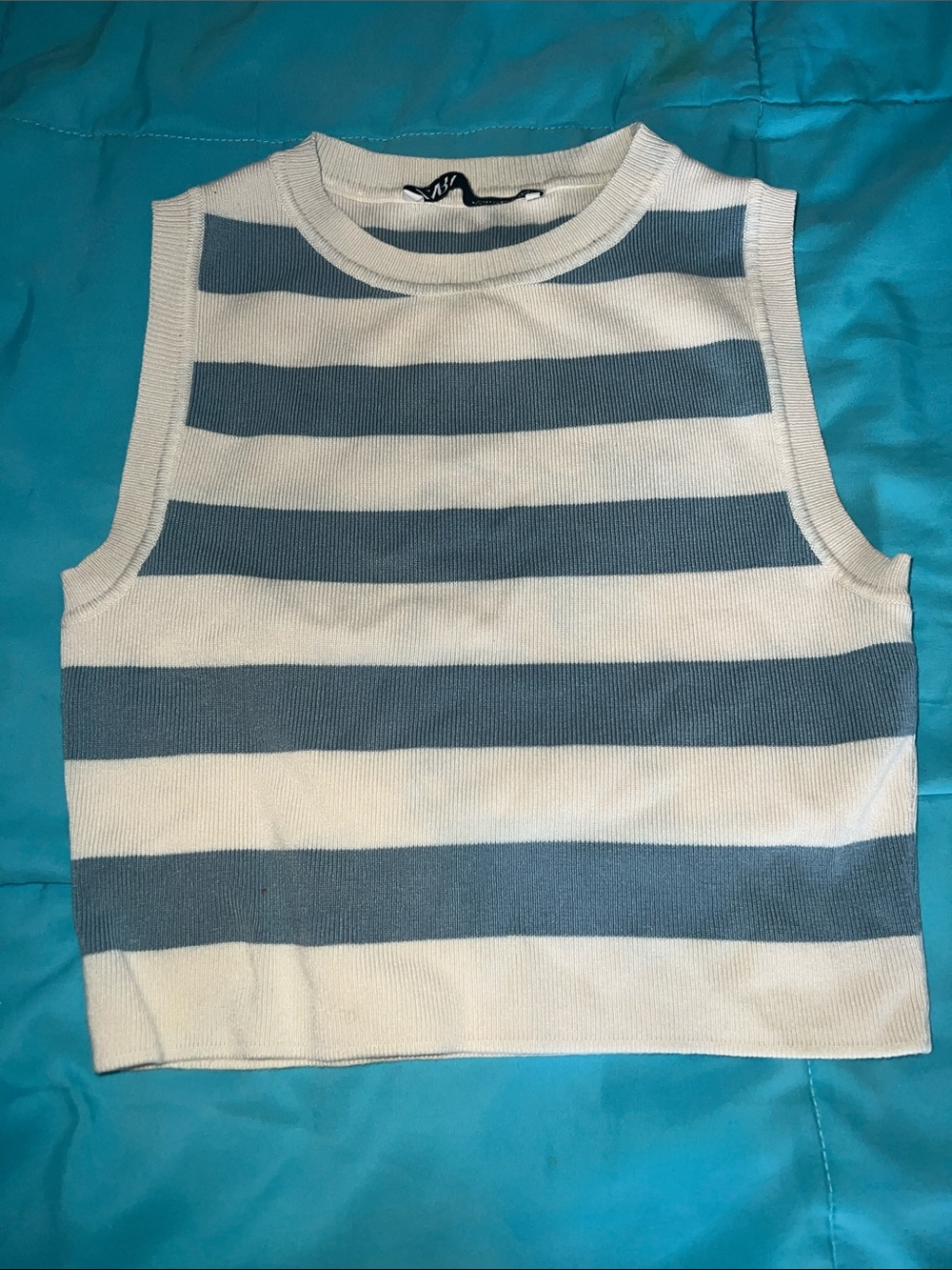 Zara Blue & White Striped Knit Tank